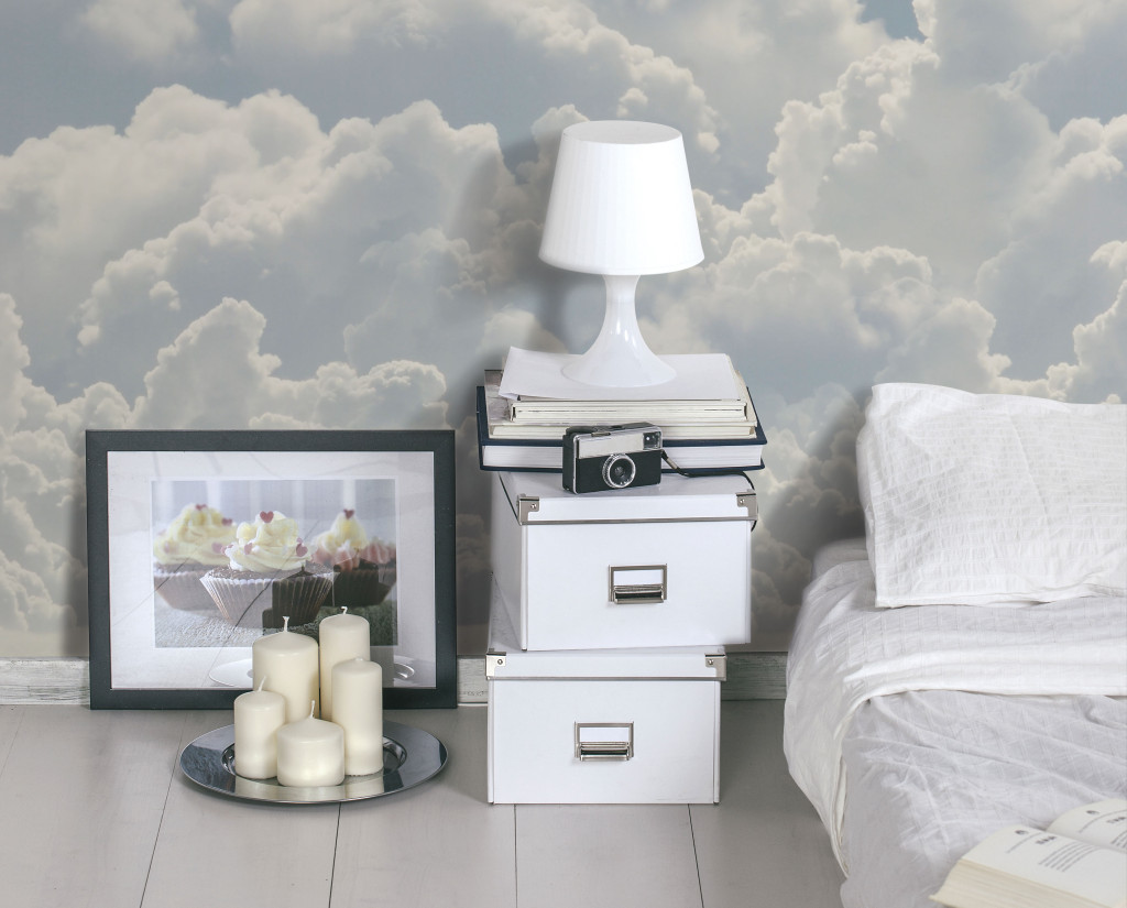 tappezzeria con nuvole per camera da letto